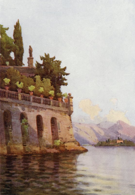 En terrassvägg, Lago Maggiore (färg litho) av Ella Du Cane