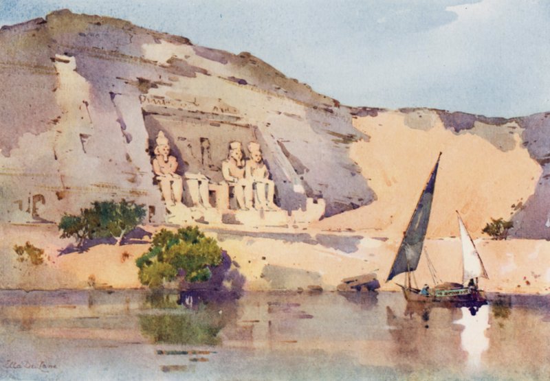 Abu Simbel (färg litho) av Ella Du Cane