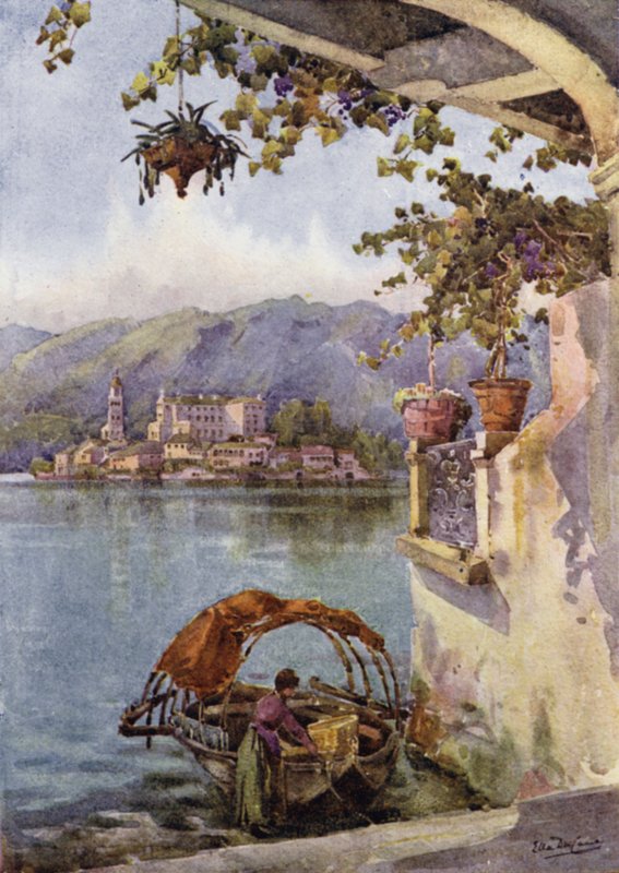 En valvgång vid Orta (färg litho) av Ella Du Cane