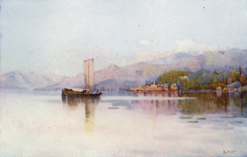 Bellagio, Comosjön (färg litho) av Ella Du Cane