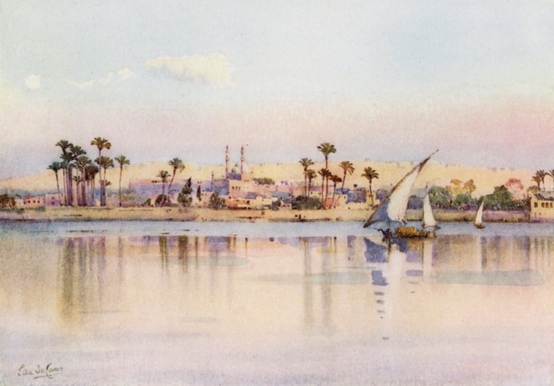 Kairo och citadellet från Giza (färg litho) av Ella Du Cane