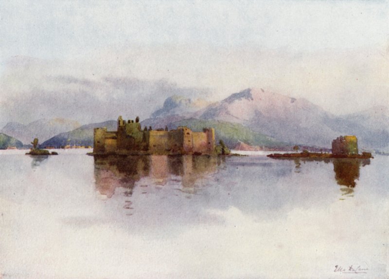Cannero, Lago Maggiore (färg litho) av Ella Du Cane