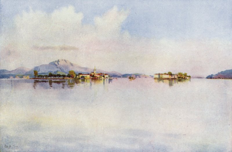 Isola Bella och Isola Pescatori, Lago Maggiore (färg litho) av Ella Du Cane