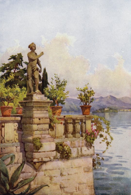Terrass, Isola Bella, Lago Maggiore (färg litho) av Ella Du Cane