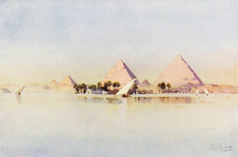 Den stora pyramiden i Giza (färg litho) av Ella Du Cane