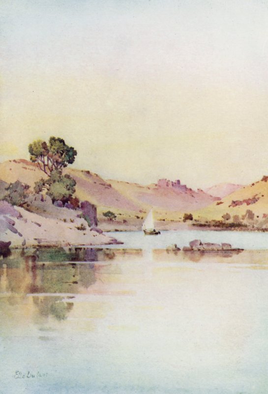 Klostret St Simon, Assuan (färg litho) av Ella Du Cane
