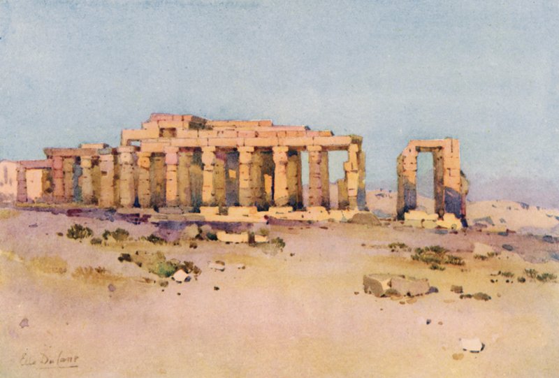Ramesseum (färg litho) av Ella Du Cane
