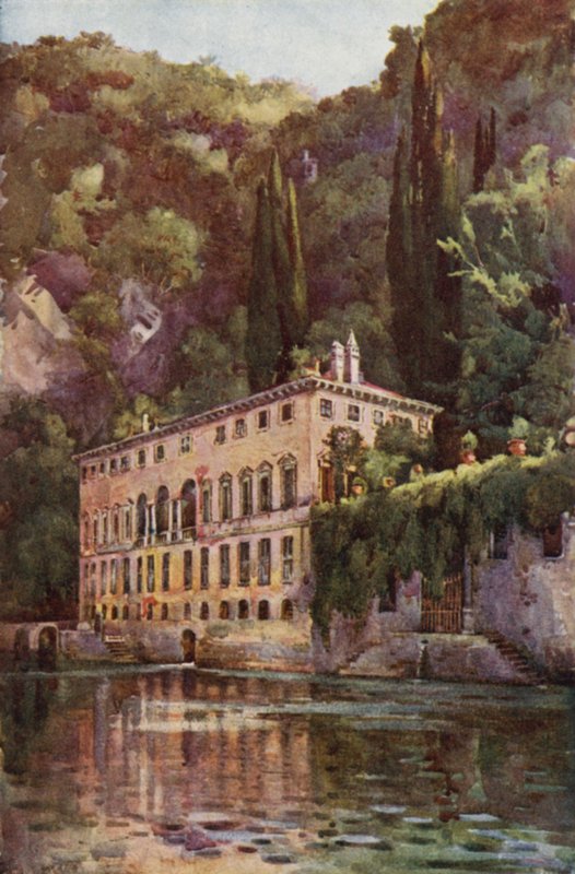 Villa Pliniana, Comosjön (färg litho) av Ella Du Cane