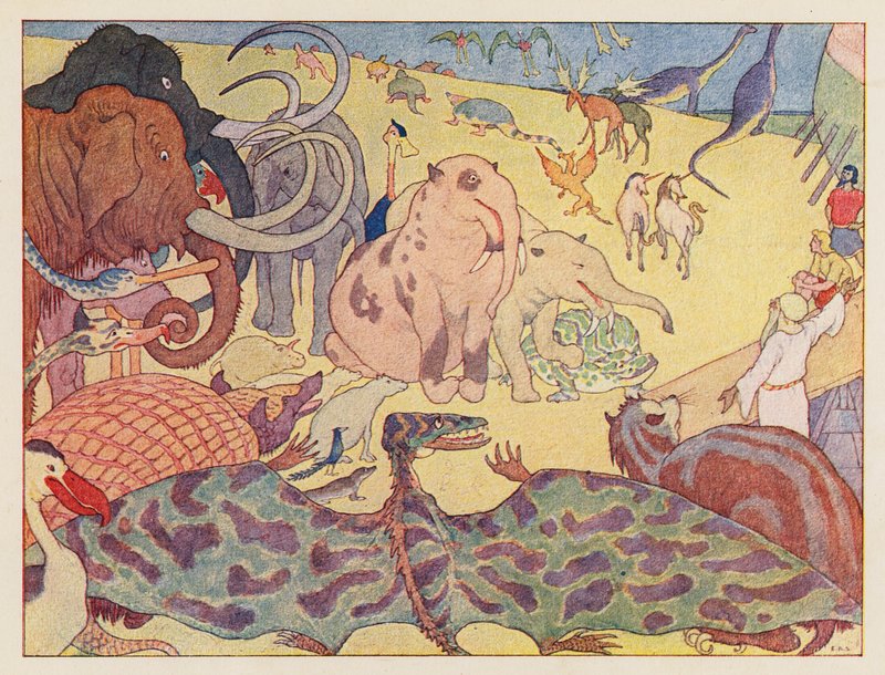 Noaks ark: De som inte ville gå in (färglitografi) av Elmer Boyd Smith