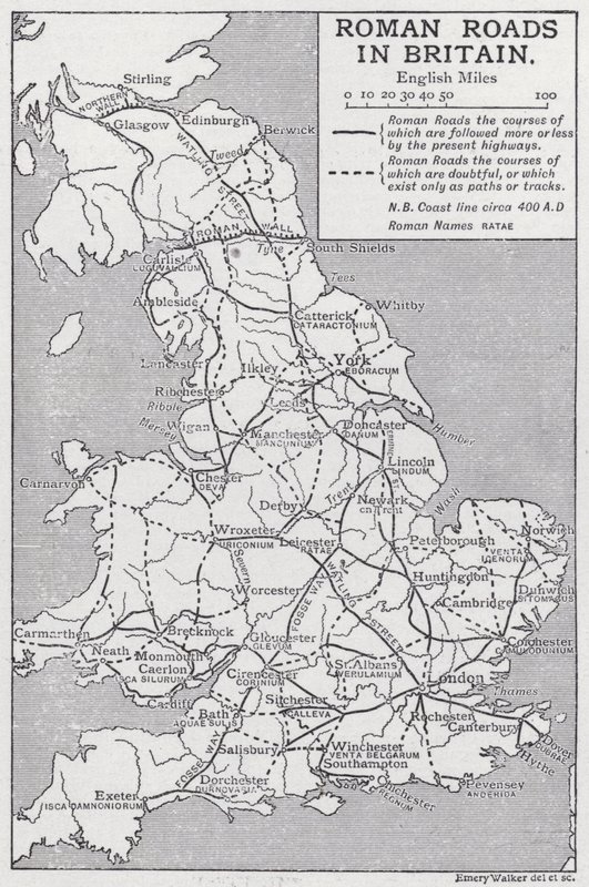 Romerska vägar i Storbritannien (litho) av Emery Walker