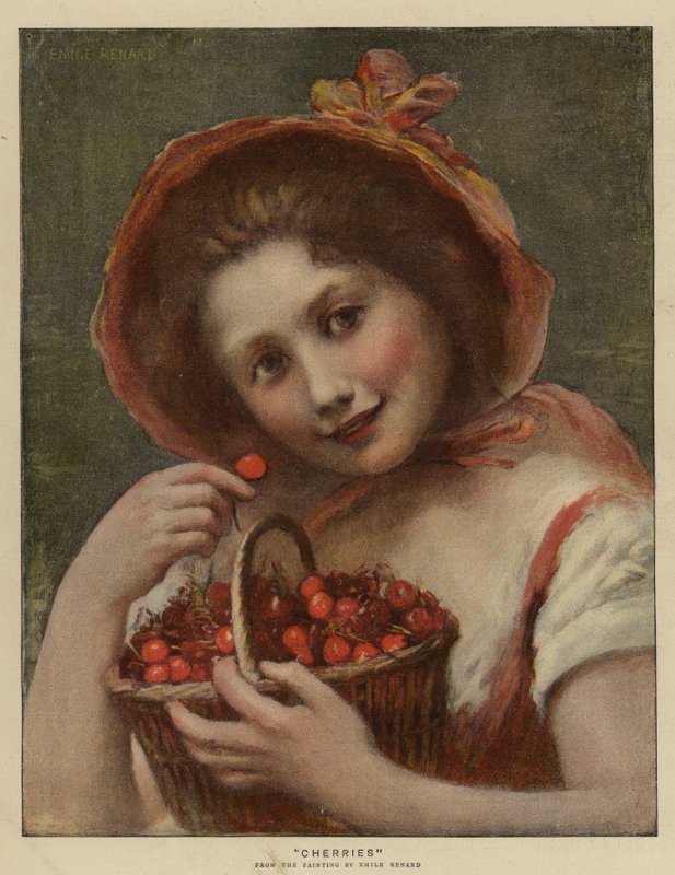 Körsbär (chromolitho) av Emile Renard