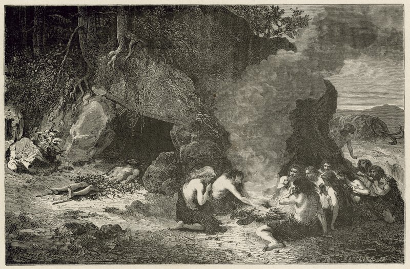 En begravningsmåltid vid den stora björnens och mammutens tid av Emile Antoine Bayard