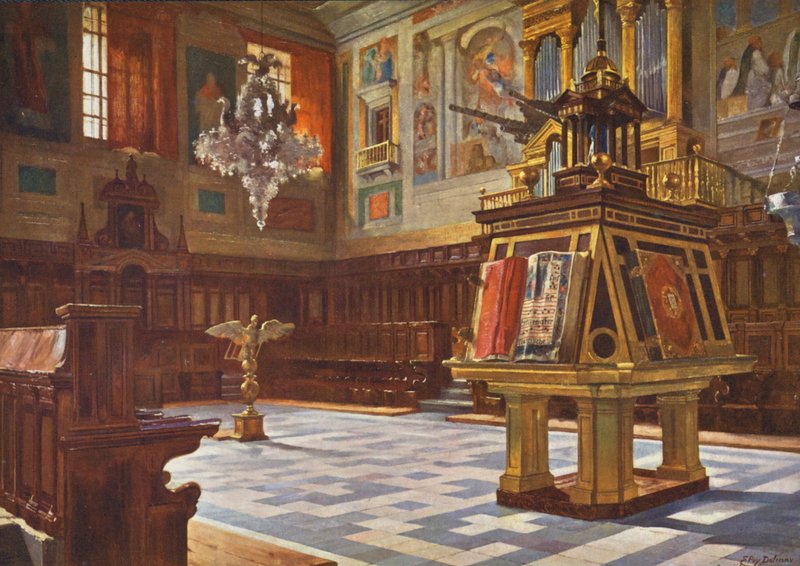 Elscorial: Kören (färglitografi) av Emilio Poy Dalmau