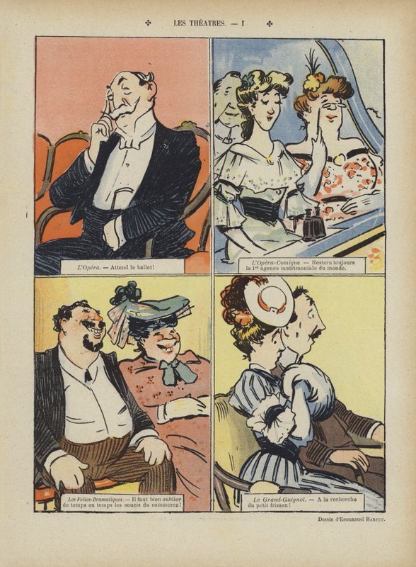 Teatrar. Illustration för Le Rire av Emmanuel Barcet