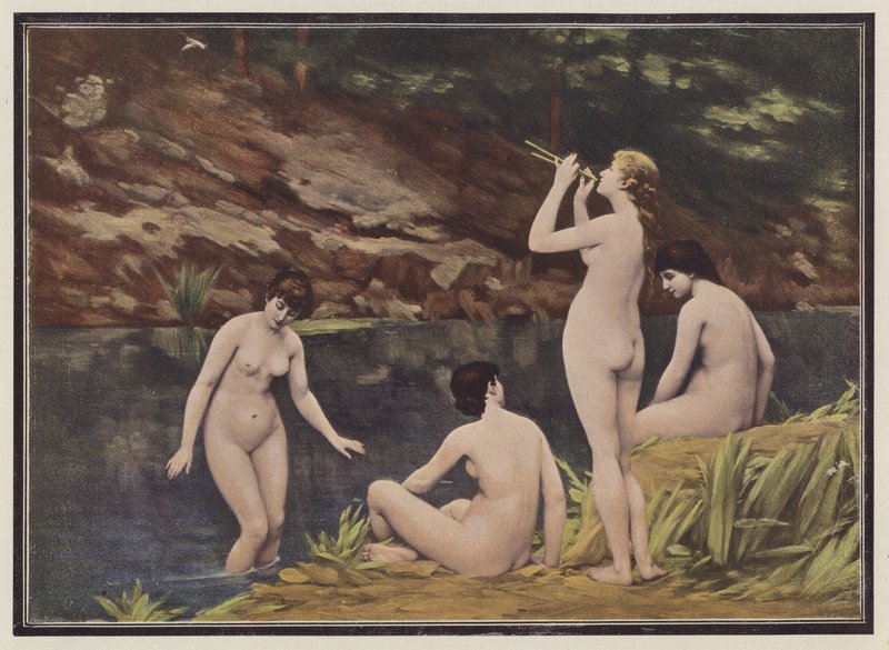 Nymfer (färg litho) av Emmanuel Benner