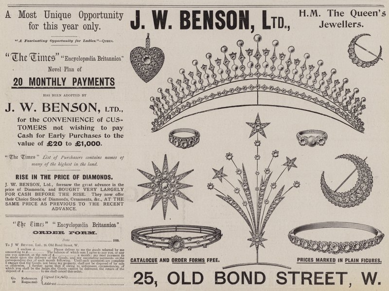 Annons, J W Benson av English School
