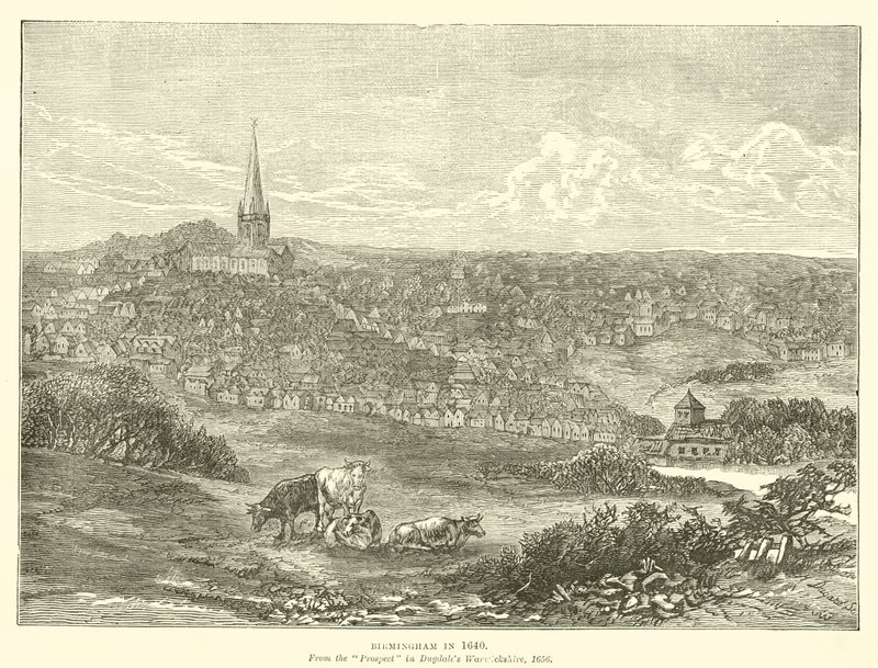 Birmingham 1640, från Prospect i Dugdales Warwickshire, 1656 av English School