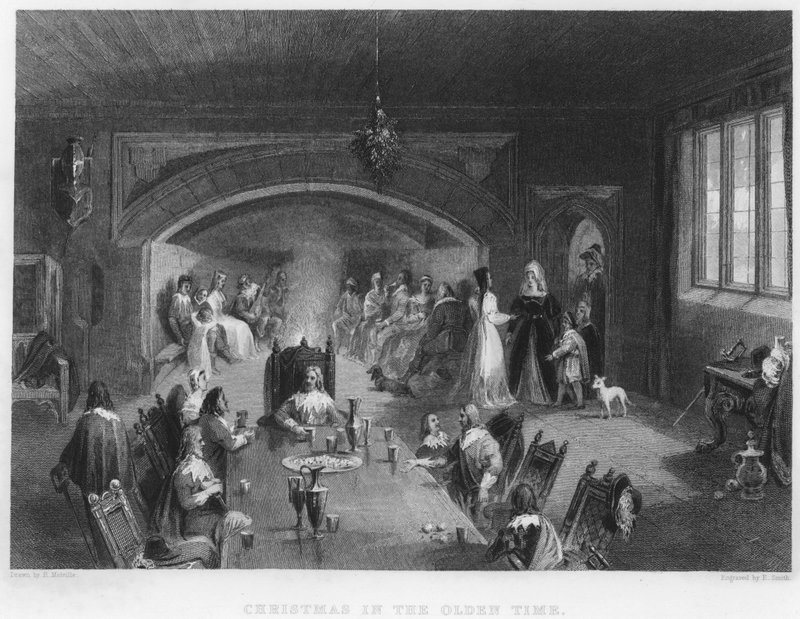 Christmas in the Olden Time, Wycoller Hall, Lancashire, 1650 av English School