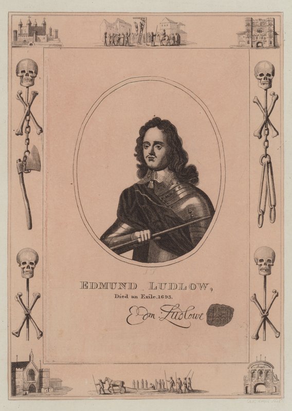 Edmund Ludlow, dog i exil, 1693 av English School