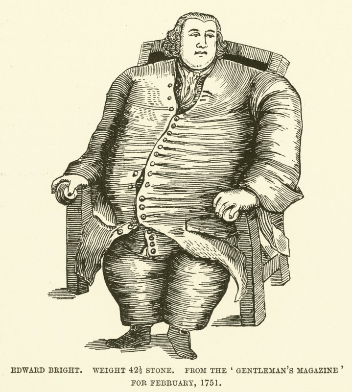 Edward Bright, vikt 42 12 sten, från Gentlemans Magazine för februari 1751 av English School