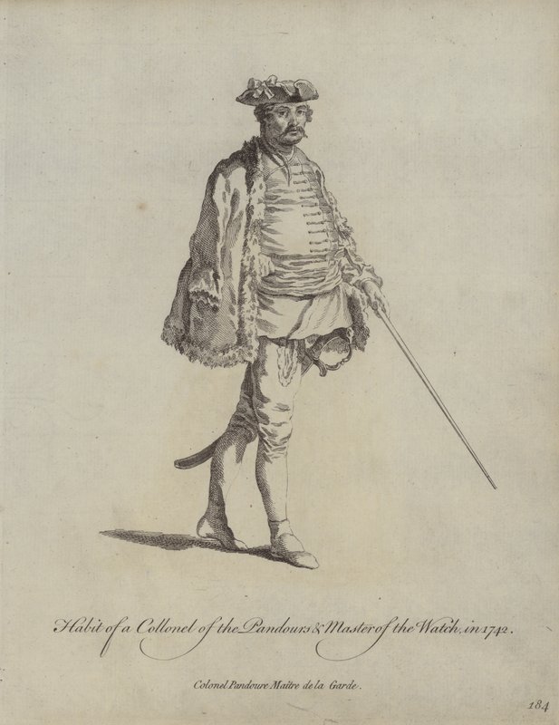 Vana av en överste av Pandourerna och Mästaren på Vakten 1742 av English School