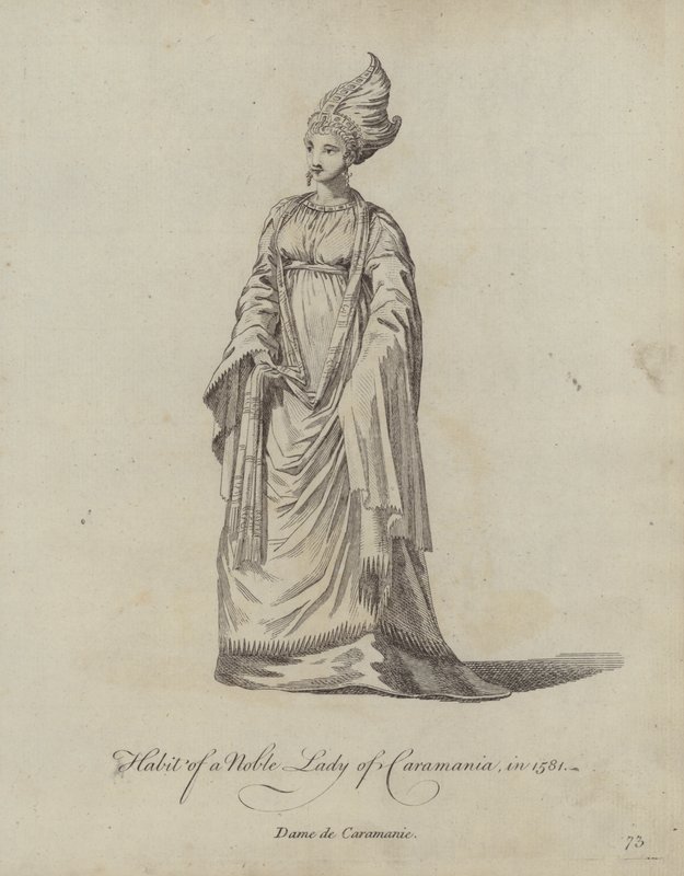Vana hos en ädel dam av Caramania 1581 av English School