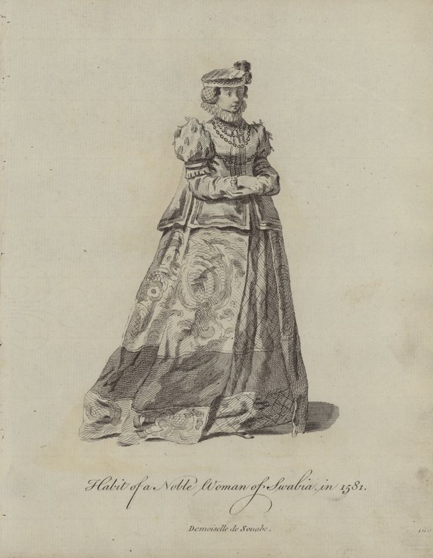 Vana hos en ädel kvinna från Schwaben 1581 av English School