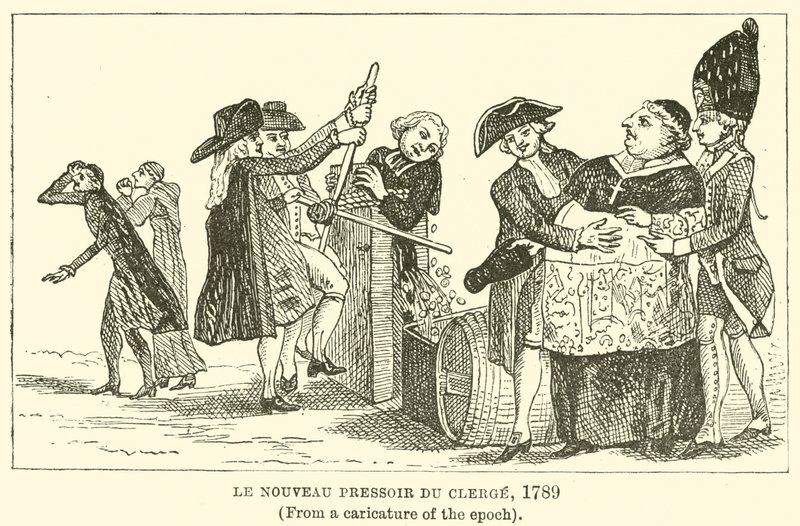 The New Press of the Clergy, 1789, (från en karikatyr av epoken) av English School