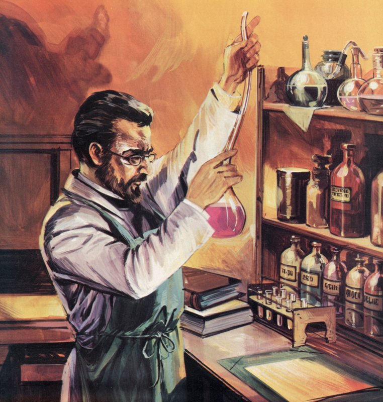 Louis Pasteur i sitt laboratorium av English School