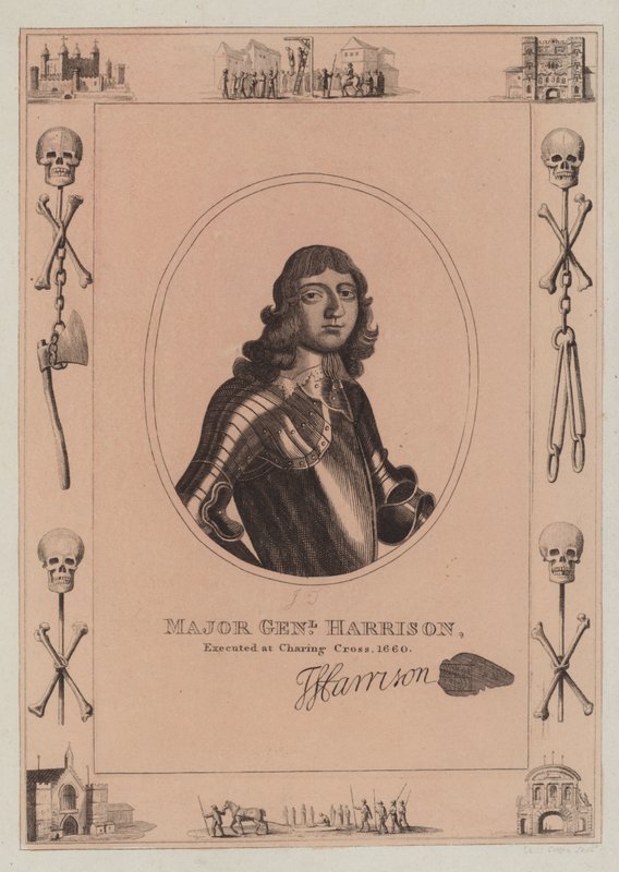 Generalmajor Harrison, avrättad vid Charing Cross, 1660 av English School