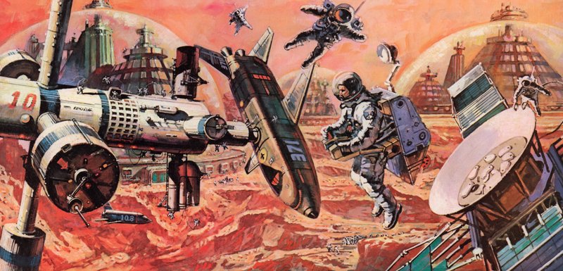 Mars, koloniserad av människan, som förutsågs på 1980-talet av English School