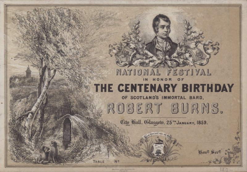 National Festival för att hedra Skottlands hundraårsjubileums födelsedag Immortal Bard, Robert Burns, 25 januari 1859 av English School