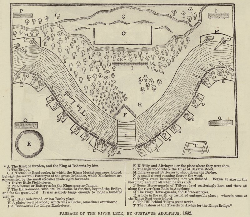Passage av floden Leck, av Gustavus Adolphus, 1632 av English School