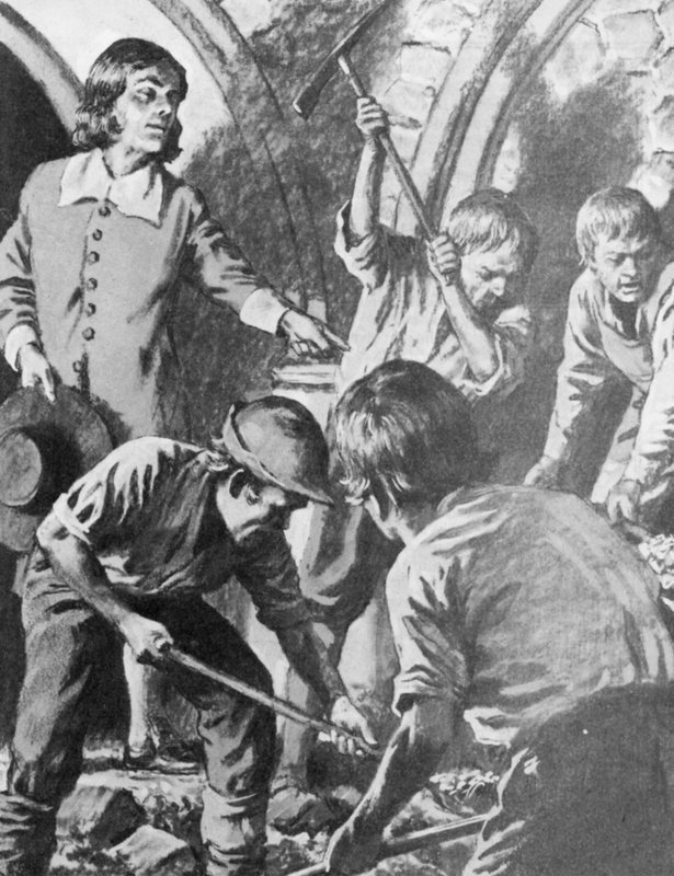 Samuel Pepys försöker hitta John Barksteads skattkammare i Tower of London av English School