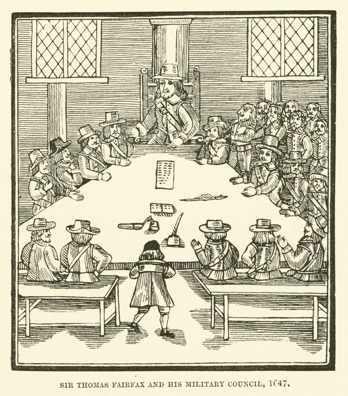 Sir Thomas Fairfax och hans militärråd, 1647 av English School