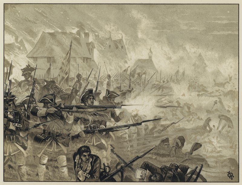 Den 34:e (Cholmondeleys regemente) vid Fontenoy bistår för att täcka reträtten från Fontenoy, 11 maj 1745 av English School