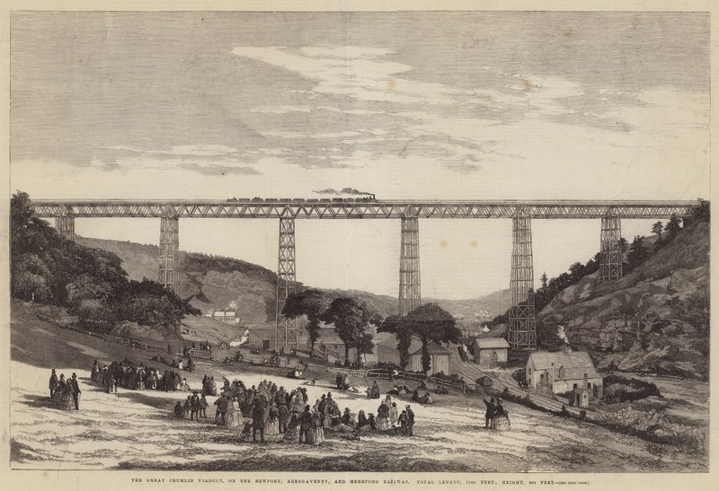 The Great Crumlin Viaduct, på Newport, Abergavenny och Hereford Railway, total längd, 1700 fot; Höjd, 200 fot av English School