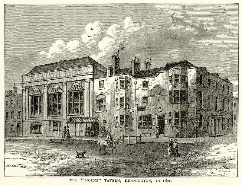 The Horns Tavern, Kennington, 1820 av English School