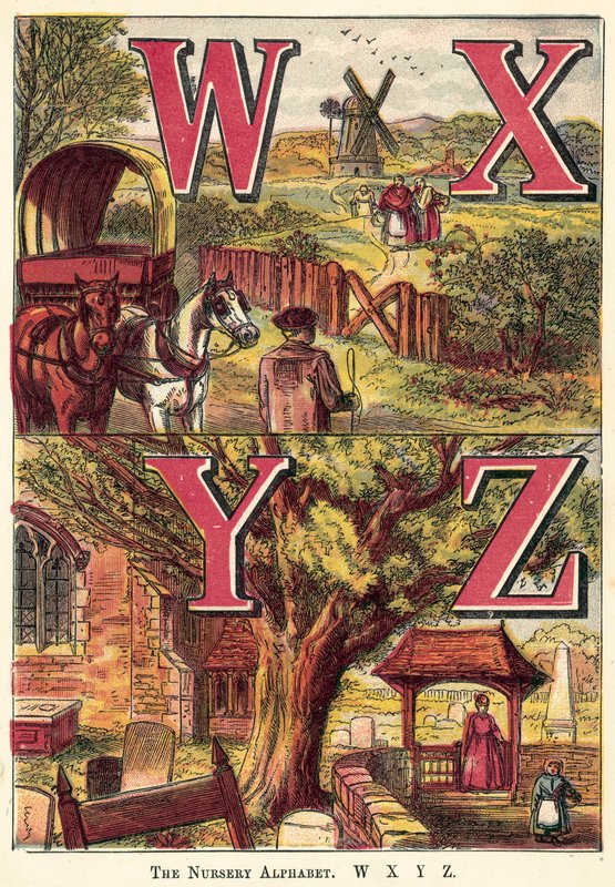 Barnkammarealfabetet, W, X, Y, Z av English School