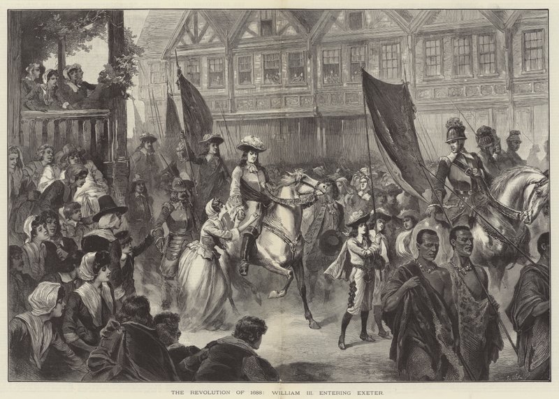 Revolutionen 1688, William III går in i Exeter av English School