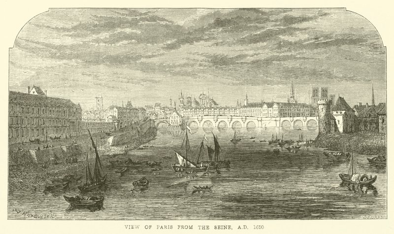 Utsikt över Paris från Seine, 1650 e.Kr av English School