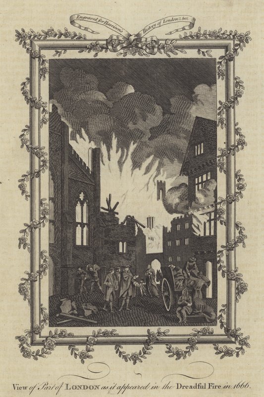 Utsikt över en del av London som den såg ut i den fruktansvärda branden 1666 av English School