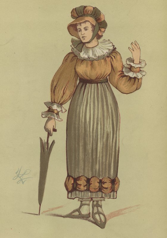 Kvinnodräkt från George IVs regeringstid, 1820 av English School