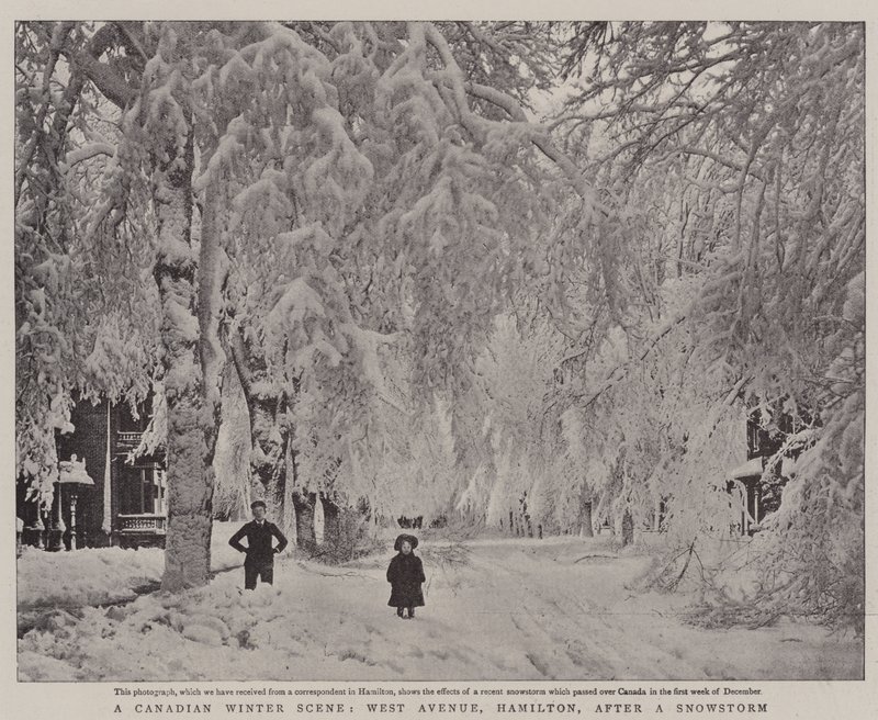 En kanadensisk vinterscen, West Avenue, Hamilton, efter en snöstorm av English Photographer