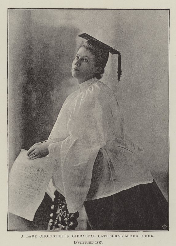 A Lady Chorister i Gibraltar Cathedral Mixed Choir, instiftad 1887 av English Photographer