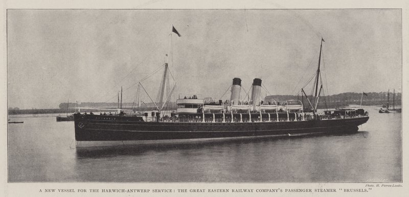 Ett nytt fartyg för Harwich-Antwerp Service, Great Eastern Railway Companys Passenger Steamer Bryssel av English Photographer