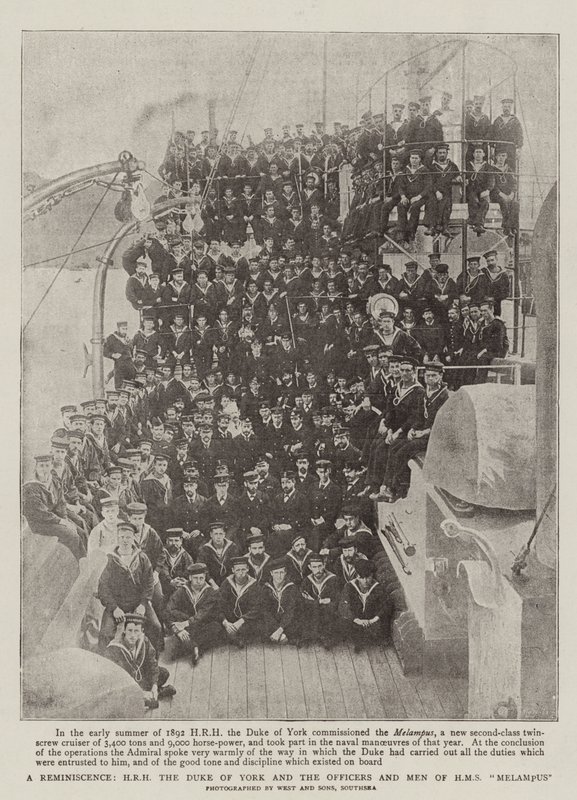En reminiscens, HKH hertigen av York och officerarna och männen från HMS Melampus av English Photographer