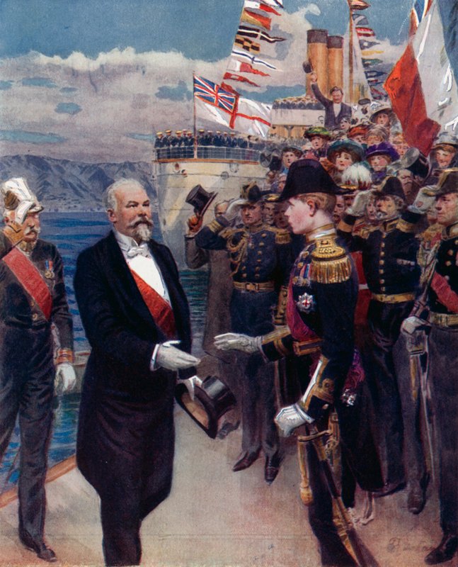 Ett besök av den franske presidenten. Den officiella mottagningen av HKH Prinsen av Wales i Portsmouth av English Photographer