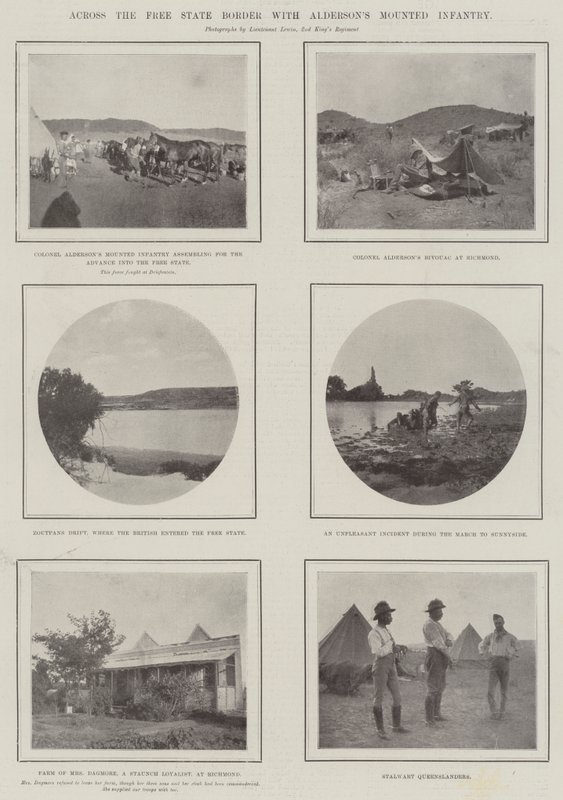 Över Free State gränsen med Aldersons beridna infanteri av English Photographer