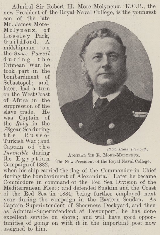 Amiral Sir R More-Molyneux, den nya presidenten för Royal Naval College av English Photographer